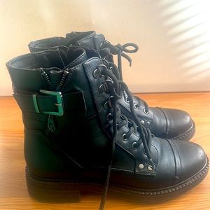 Girl black combat boots
